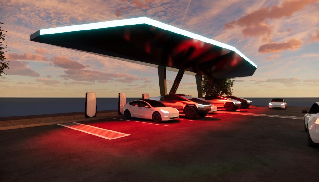 tesla-построит-зарядную-станцию-в стиле-НЛО