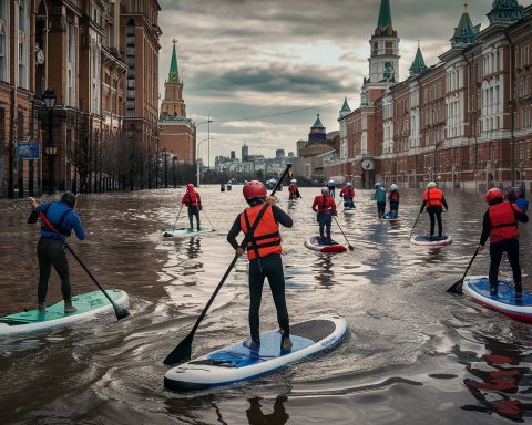 residents-of-krasnogorsk-have-mastered-sappboards-for-movement-along-flooded-streets