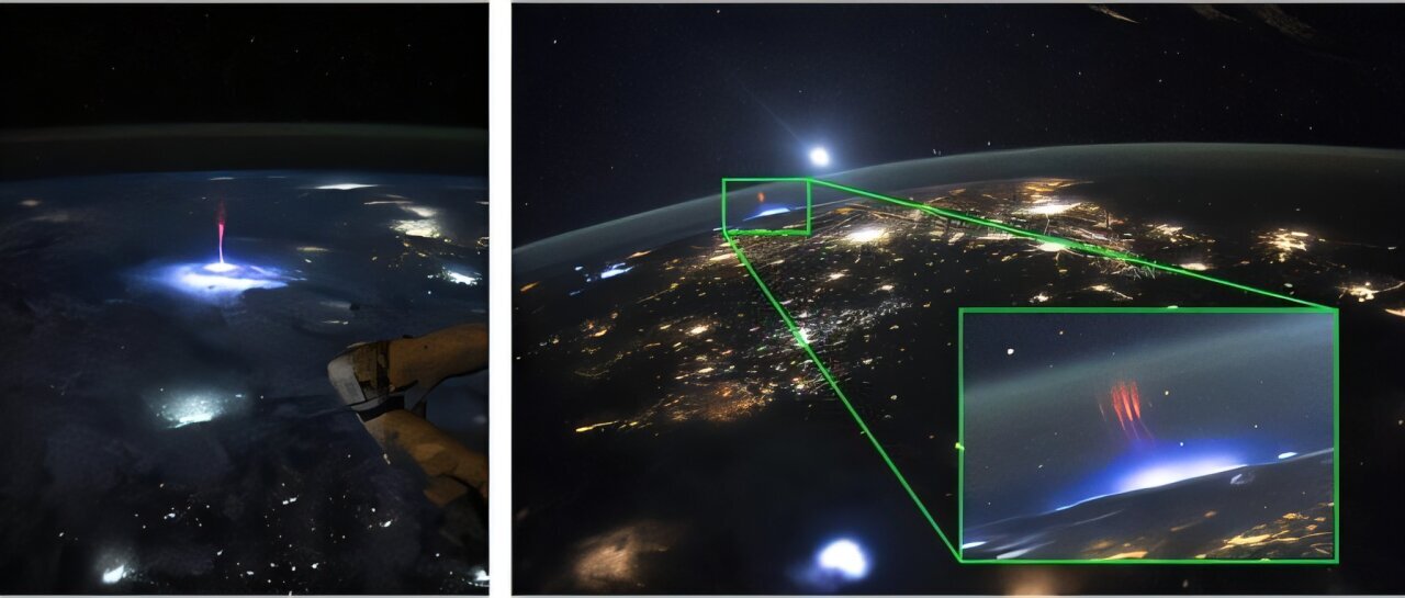 Астронавт-с МКС-снял-редчайший-«гигантский-джет»-в десятки-километров