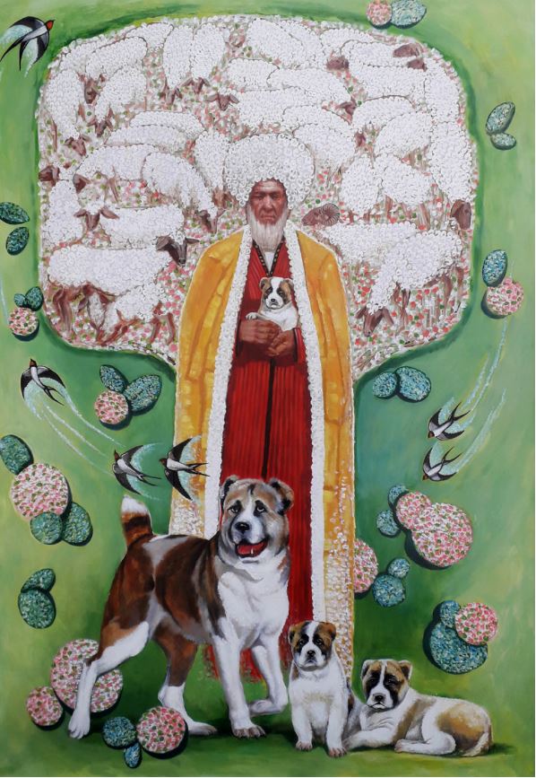 AI däl: türkmen alabaýy nakgaş sungatynda 3 gunca gocmyradowa. kok uran dostluk. 2021 THE ASHGABAT TIMES